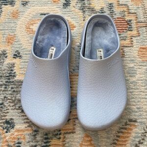 Birkenstock Birki Shearling Dusty Blue Clogs